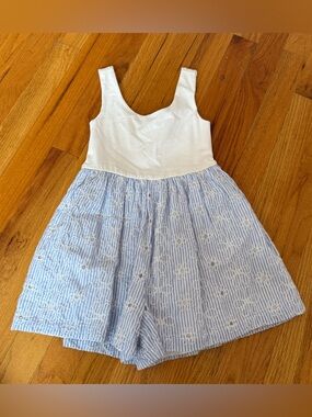 GAP KIDS Girl’s White & Blue Floral Eyelet Sleeveless Romper Size XS